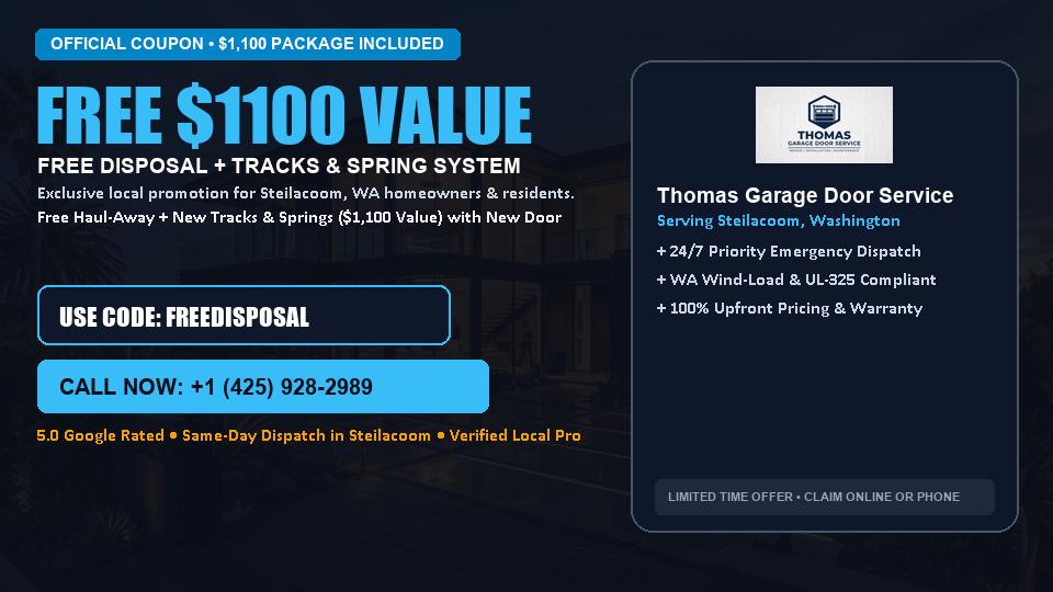 FREE Old Door Haul-Away & Heavy-Duty Tracks in Steilacoom, WA - Thomas Garage Door Service