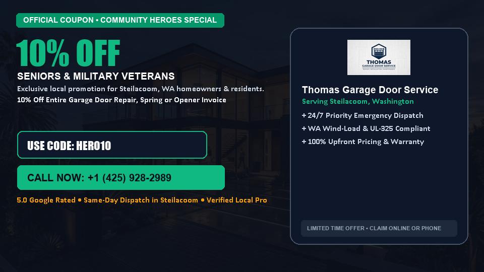 10% OFF Senior, Military & First Responder Discount in Steilacoom, WA - Thomas Garage Door Service